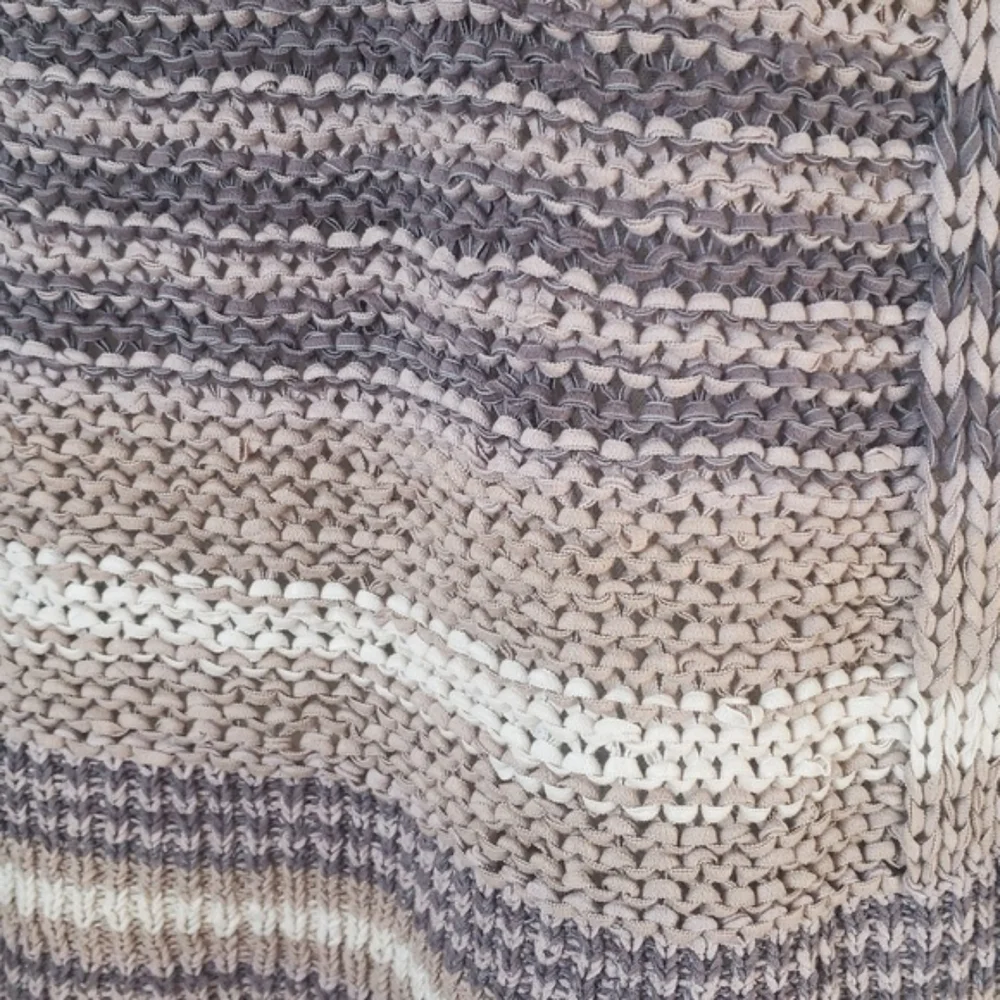 Free People Desert Moon Sweater Sand Striped Open Knit Pullover Wide Neck MEDIUM